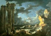 Leonardo Coccorante Port of Ostia During a Tempest oil painting